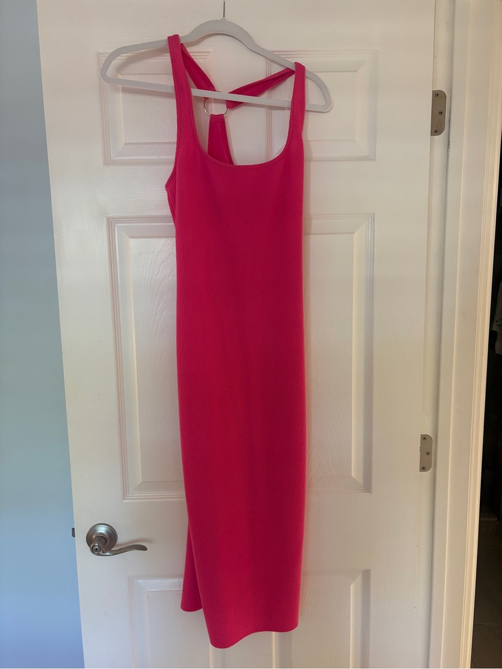 Lovers + Friends Hot Pink Ribbed Cross-Back Maxi Dress